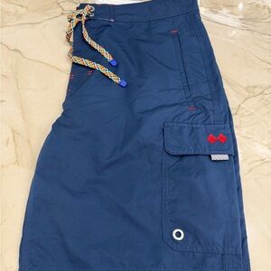 Robert Graham X Collection Swim Trunks Blue Multicolor Drawstring Active Fit L